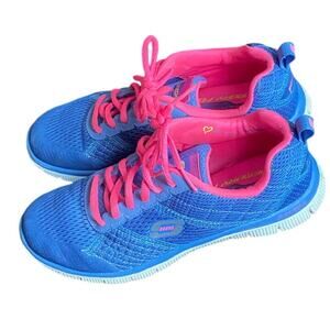 Sketchers Sneakers Size  7 Blue with Pink
